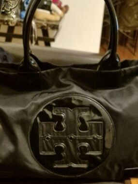 Tory Burch Black Logo Nylon Tote Large